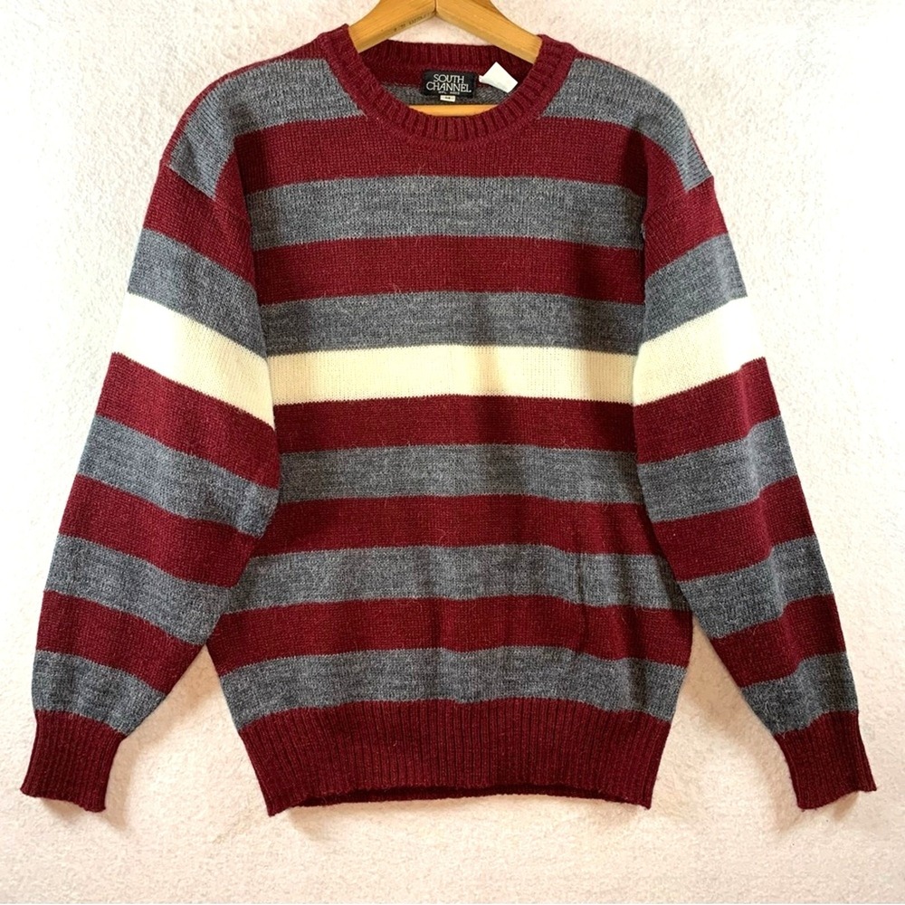 Vintage South Channel Mens Crewneck Sweater Sz M Skate Y2K Grunge‎ Korea 90s
